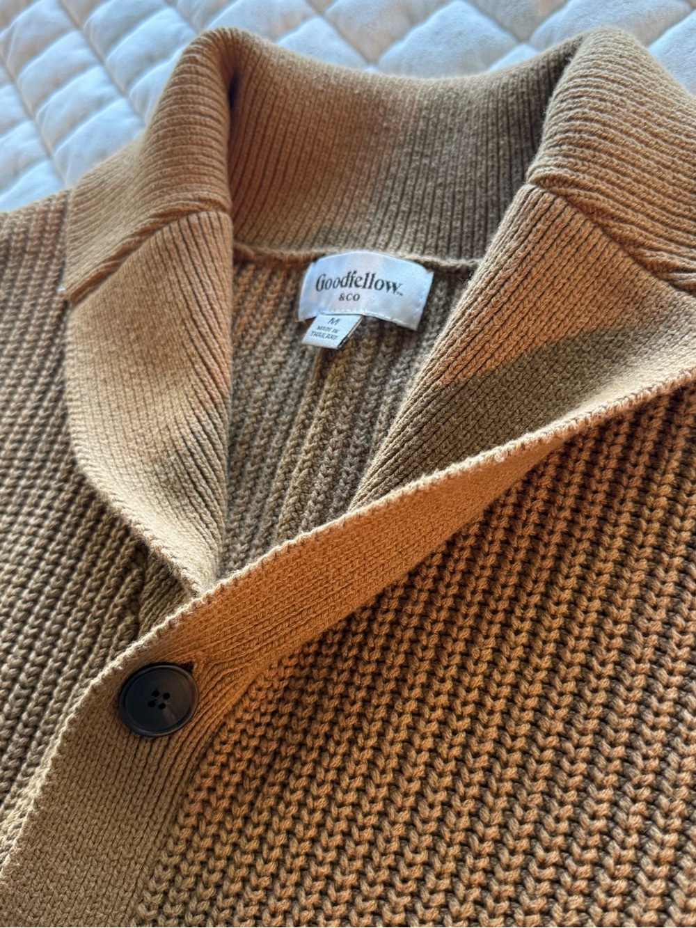 Goodfellow & Co Men’s Ribbed Shawl Collar Cardigan Sweater Brown Size M EUC